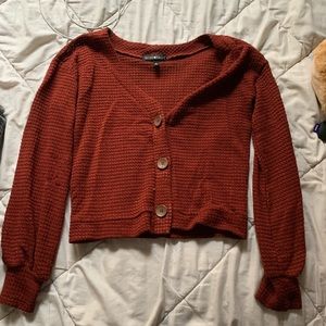 Red, knit sweater